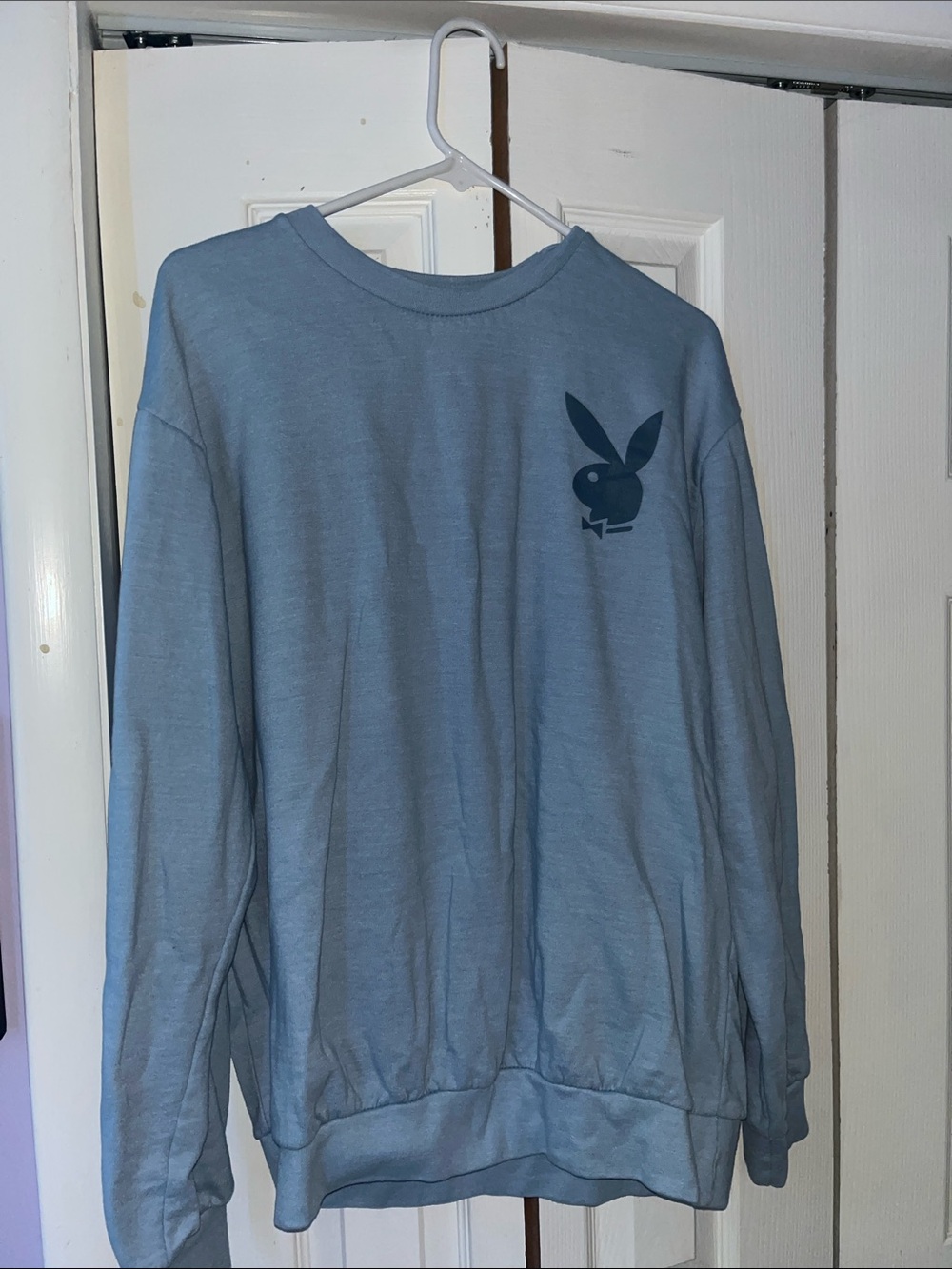 PLAYBOY Men's Dusty Blue Crewneck with Dark Logo